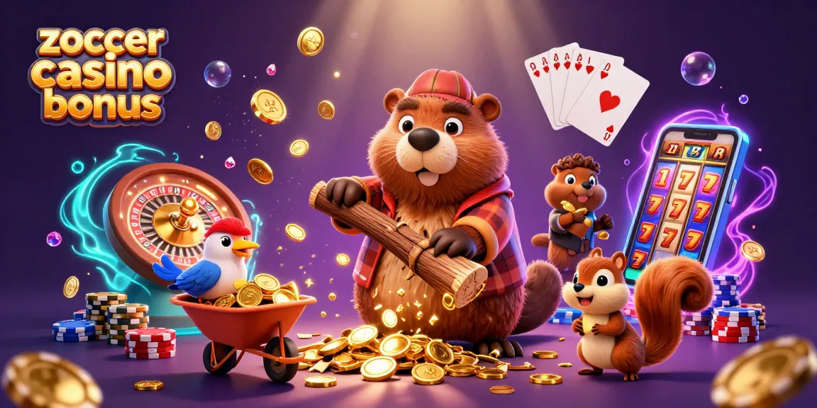 Experience the thrill of zoccer casino bonus with golden coin rains and vibrant casino elements!
