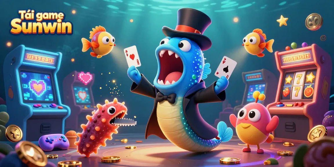 Tải game Sunwin with vibrant characters and casino elements in a captivating underwater scene.