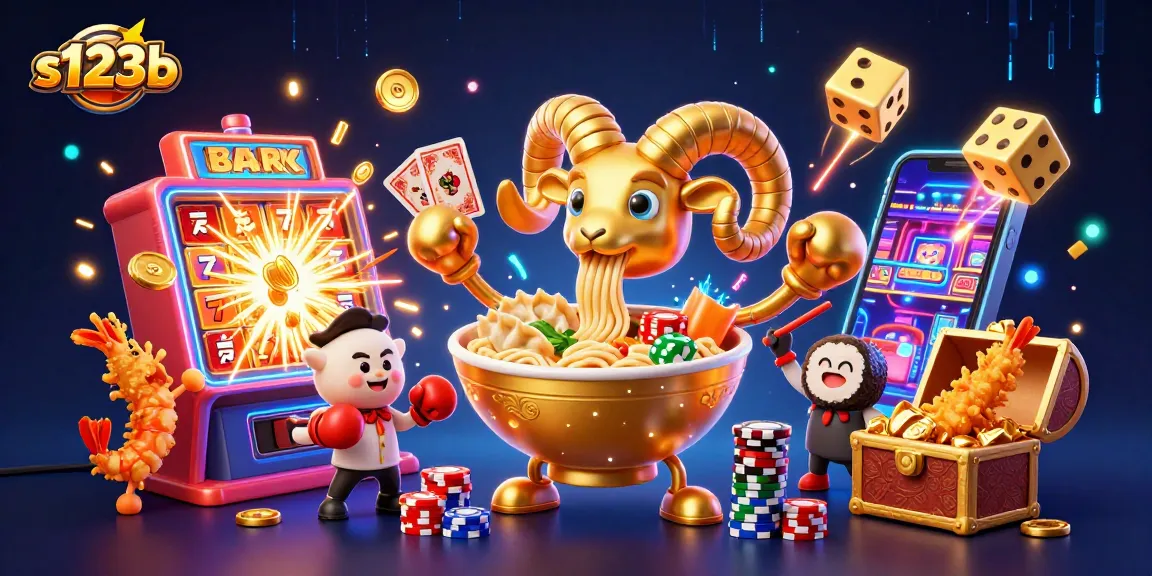 Engage with the vibrant s123b casino scene featuring a golden ramen bowl and exciting gaming elements.