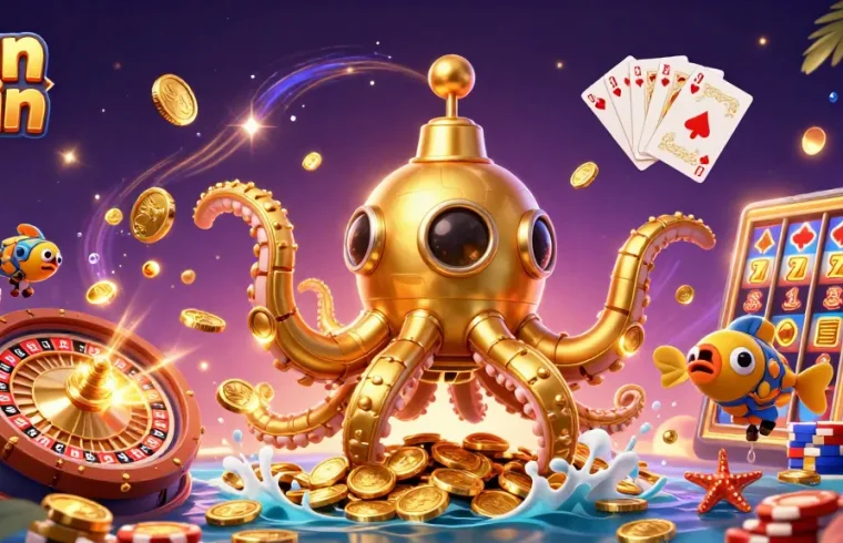 Win big at Sun win with thrilling 3D illustrations of gold and game elements.